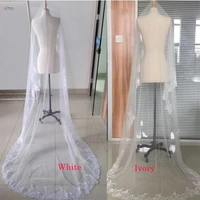 voile mariage 3m one layer lace edge white ivory cathedral wedding veil long bridal veil cheap wedding accessories veu de noiva