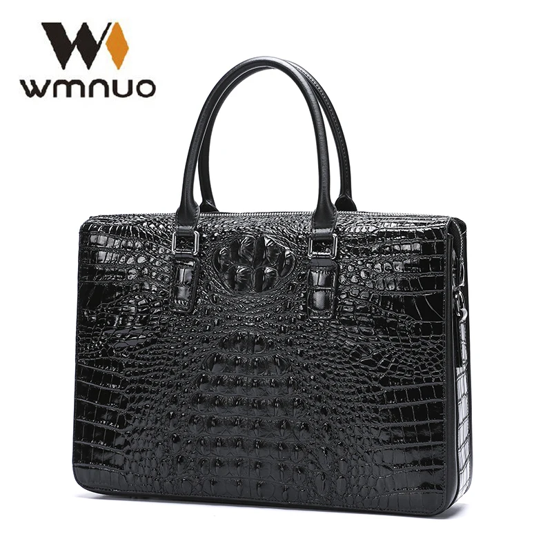 Портфель Wmnuo мужской с крокодиловым узором сумка мессенджер на плечо из воловьей