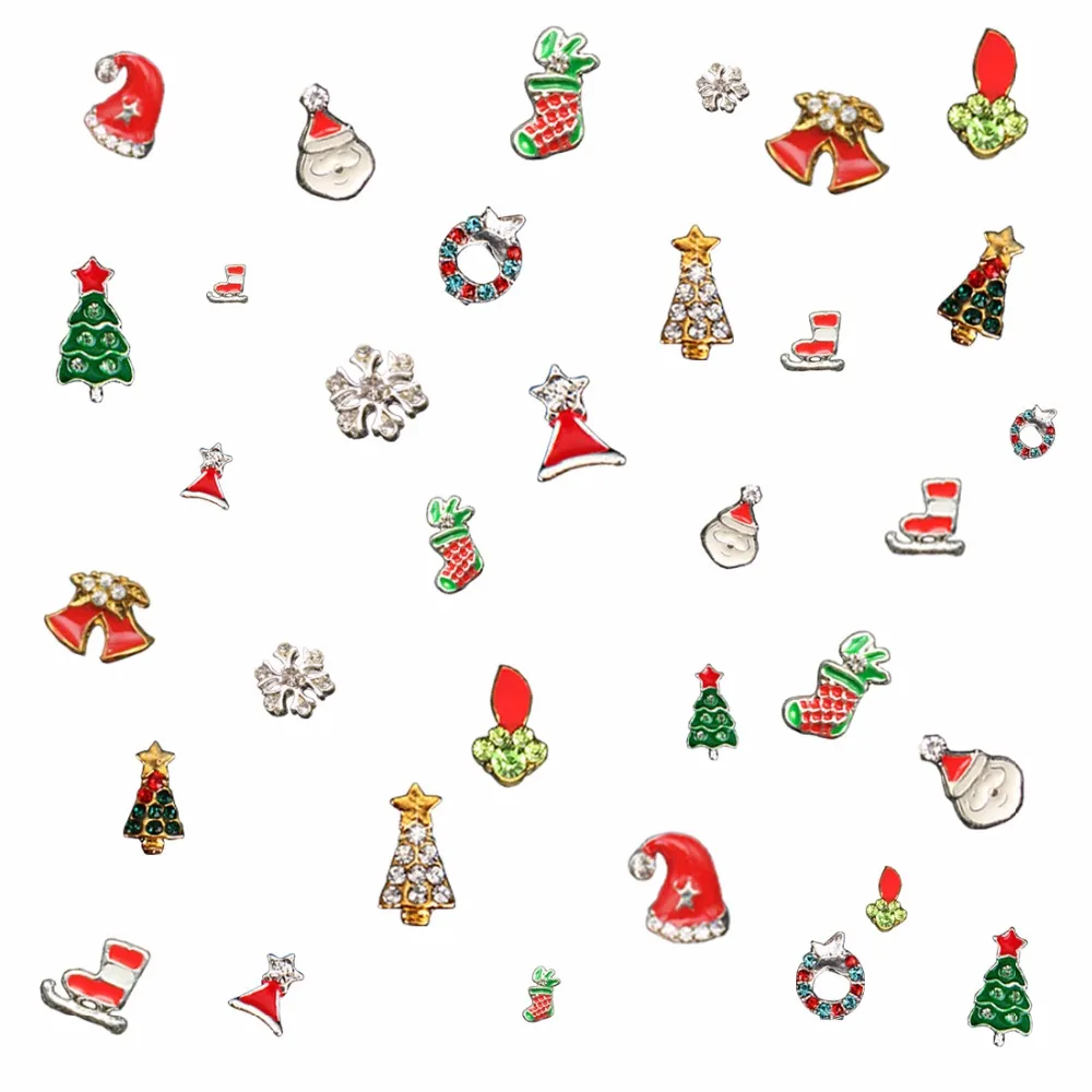 

200PCS/LotChristmas Charms, 6 pcs, Santa Cabochons, Enamel, Nail Art, Crafting, Jewelry making, Card decorations, Diamante, Flat