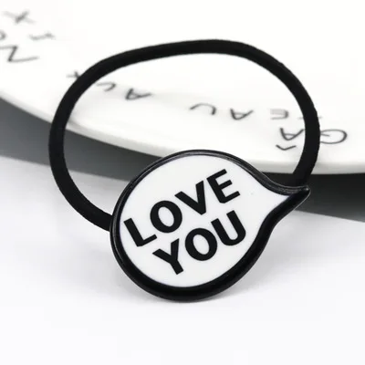 Love you Новинка,, 5 шт., аксессуары для волос с героями мультфильмов, животных, модные детские резиновые ленты Головные уборы - Цвет: Love you