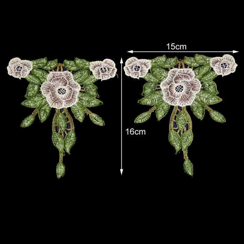 1 комплект вышивка коричневые цветы кружево декольте ткань сделай сам свадебное
