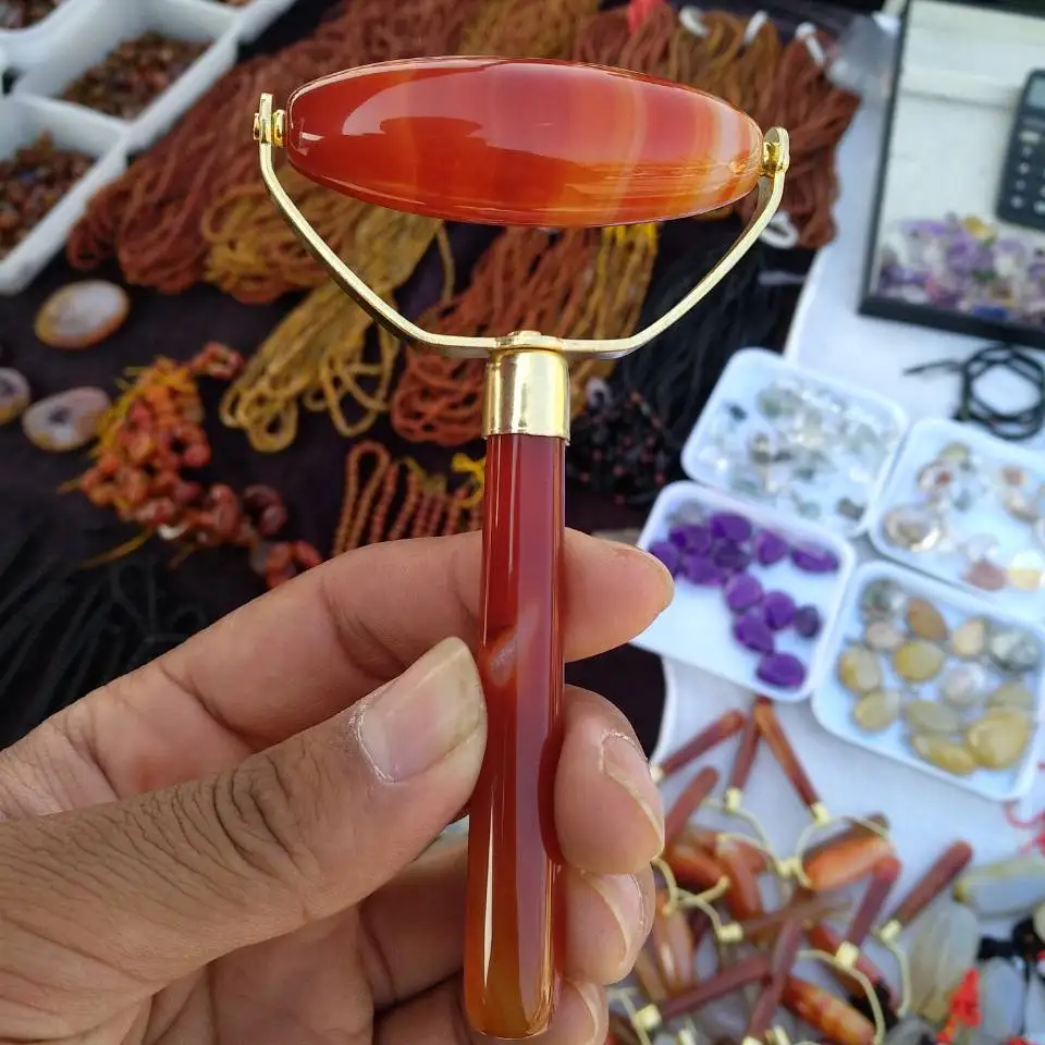 Natural agate crystal female facial massager health products | Дом и сад