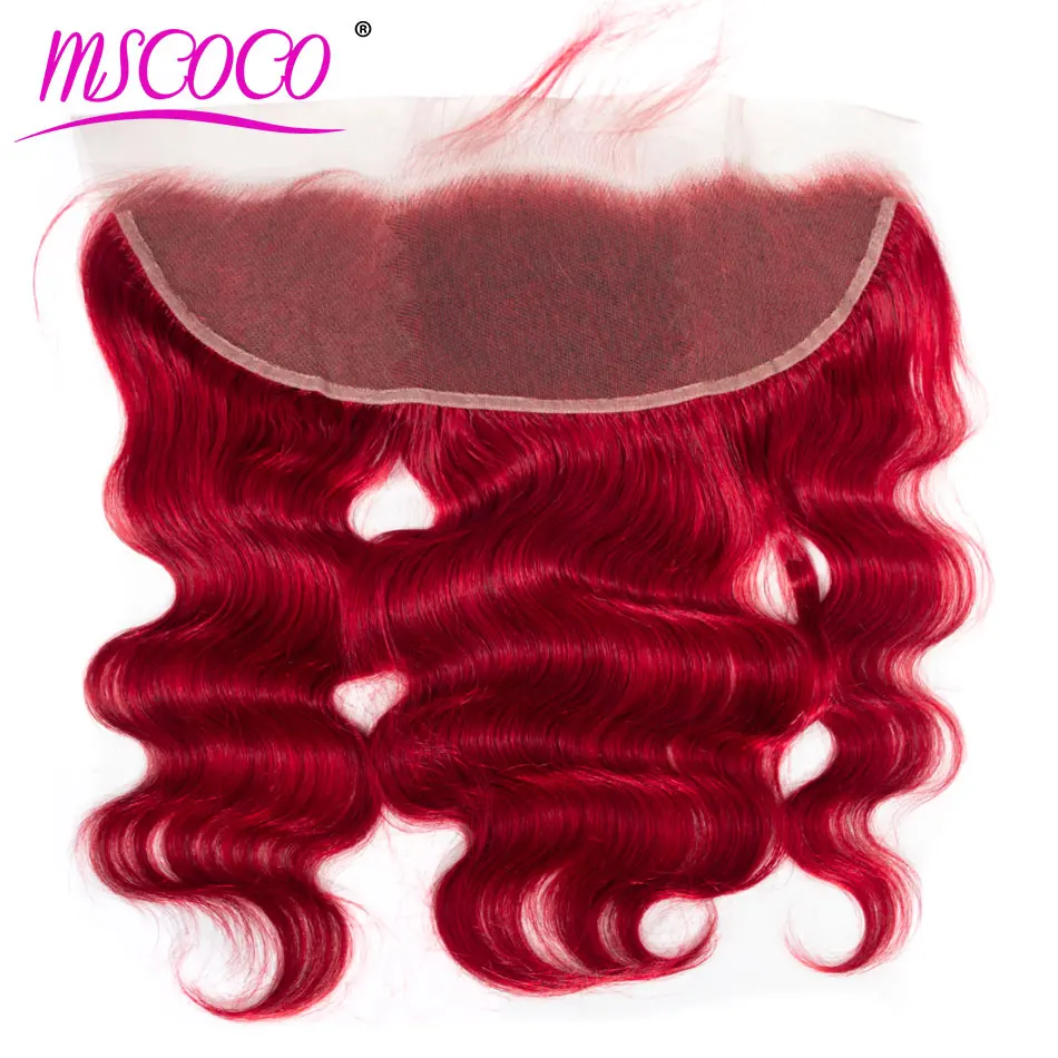 Mscoco Бразильская волна тела 13*4 кружевная Фронтальная застежка Remy 100% человеческие