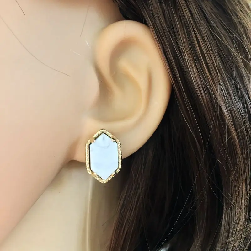 10 цветов, золотые серьги-гвоздики Druzy Drusy, шестигранные серьги из акриловой смолы, модные брендовые женские ювелирные изделия, вечерние, свадебный подарок