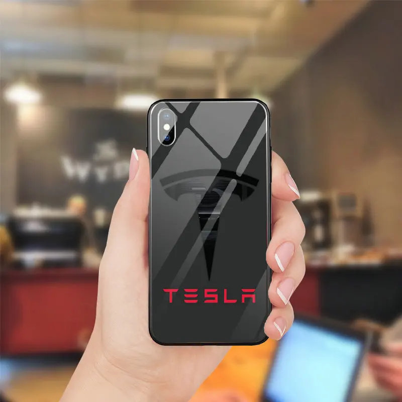 Супер Электрический автомобиль Tesla логотип PC тпу закаленное стекло мобильного