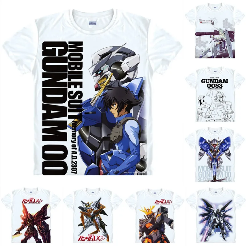 Coolprint аниме рубашка мобильный костюм Gundam Единорог футболки с коротким рукавом