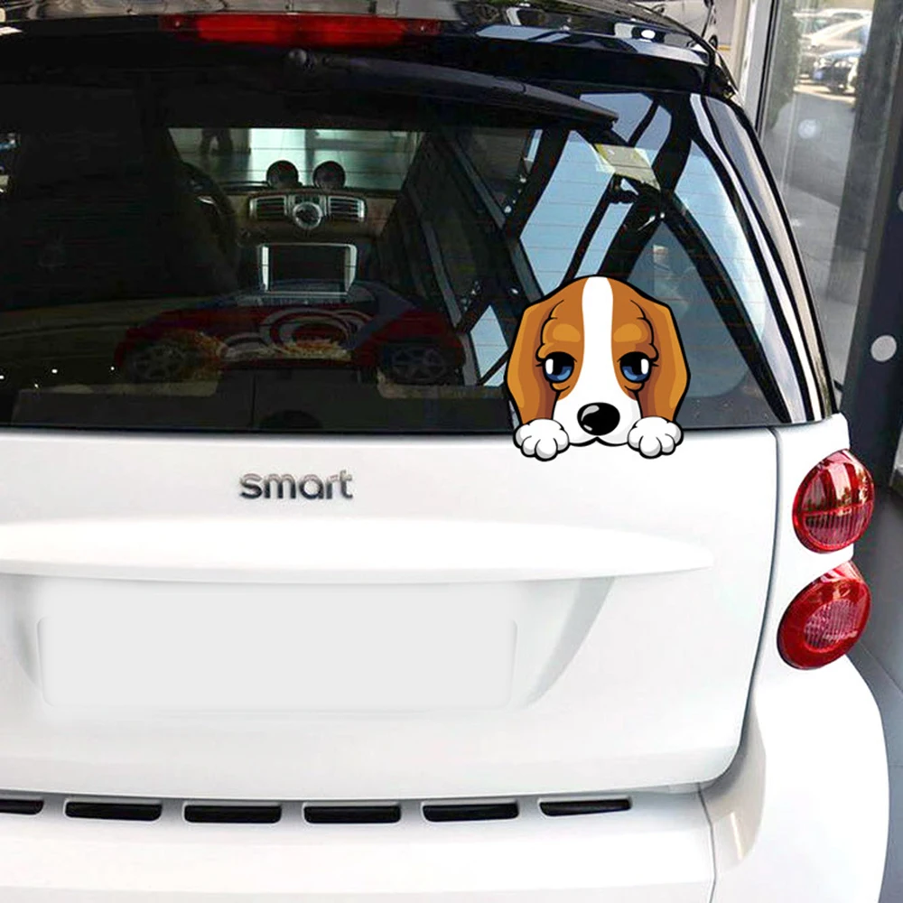 

Aliauto Car-styling Cartoon Dog Peep Funny Car Sticker Window Decal Glass Accessories for Bmw Ford Focus 2 3 Vw Skoda Polo Golf