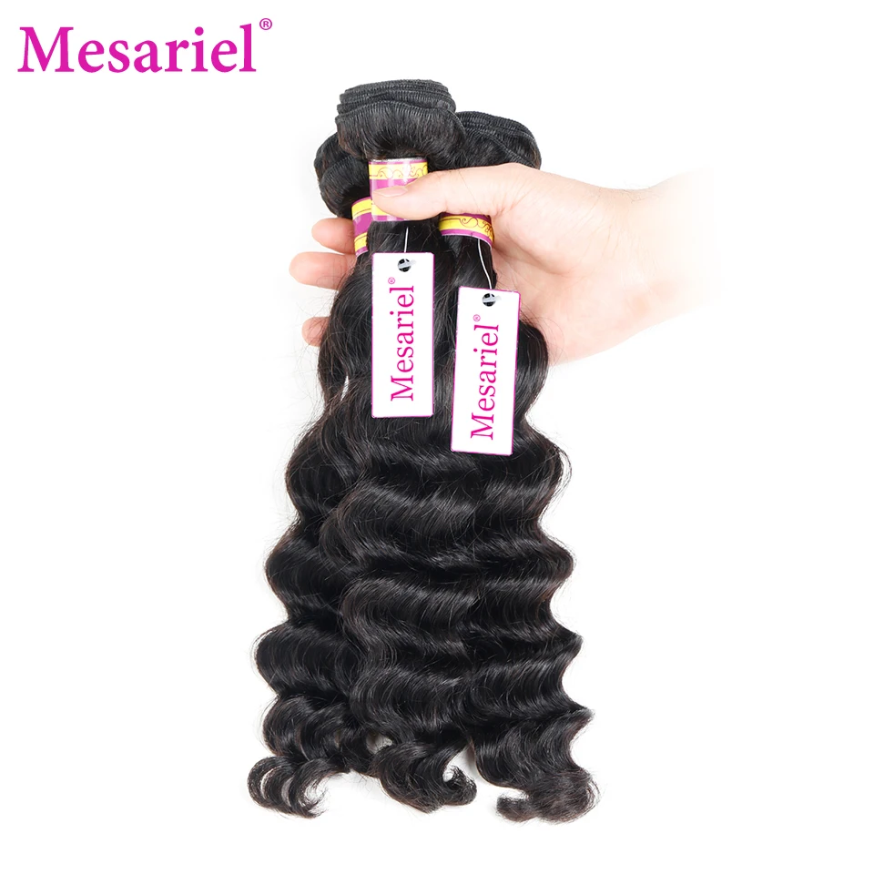 Mesariel Human Hair Bundles Brazilian Weave Loose Wave 5 Remy Extension | Шиньоны и парики