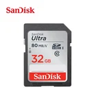 Карта памяти SanDisk Ultra, 32 ГБ, 16 ГБ, 64 ГБ, класс 10, SDHC, SDXC, SD-карта, 128 ГБ, 80 МБс.с, для камеры, официальная проверка