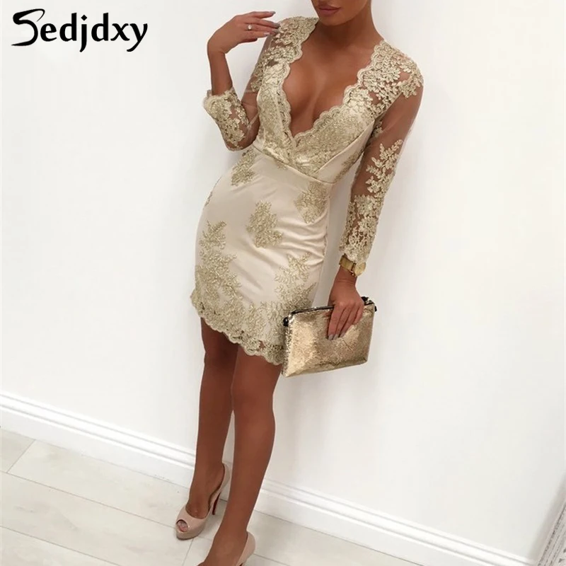 Сексуальное кружевное платье с вышивкой и v-образным вырезом женское открытой