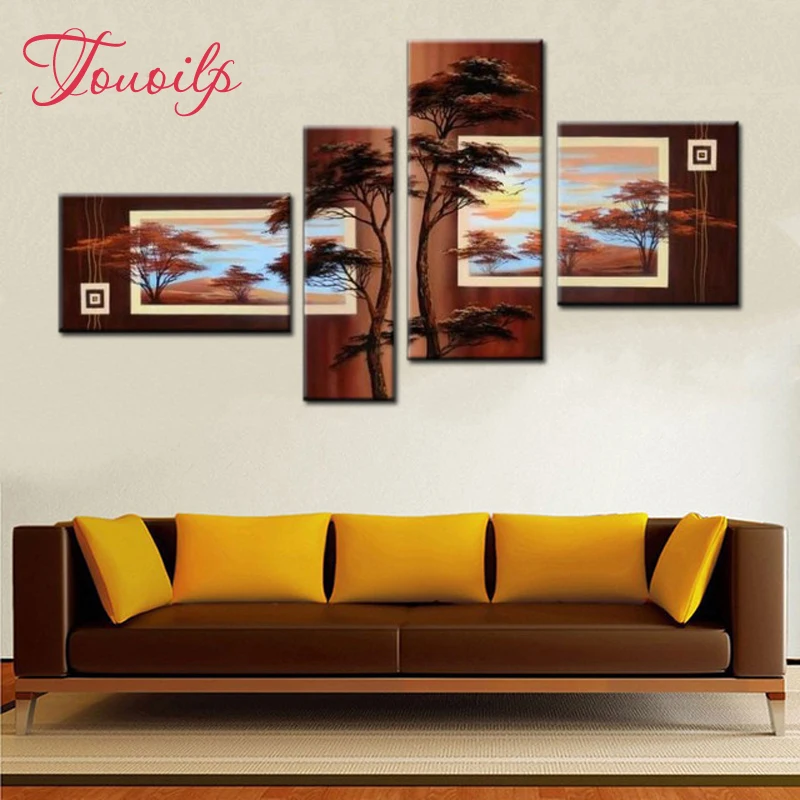

4 pcs diy 5d diamond Painting cross stitch landscape black brown tree,full diamond embroidery mosaic Home Decor Wall stickers