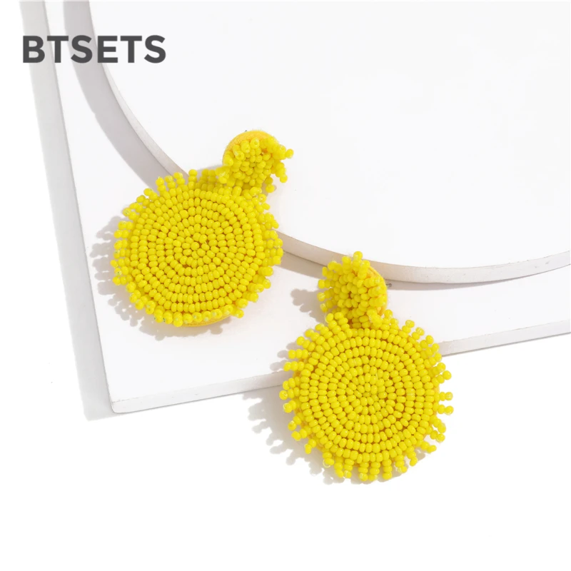 INS Fashion White Large Earrings for Women 2019 Trendy Beads Cotton Tassel Fringes Dangle Drop Bts Wedding Jewelry | Украшения и