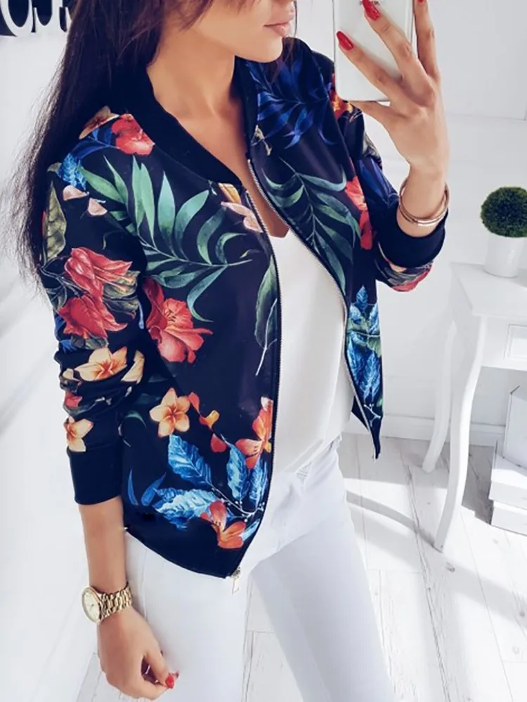 

Bomber Casaco Feminino Limited Polyester Casual Full Regular Jaqueta Feminina Women's Jackets New Printing Zipper Women Jacket