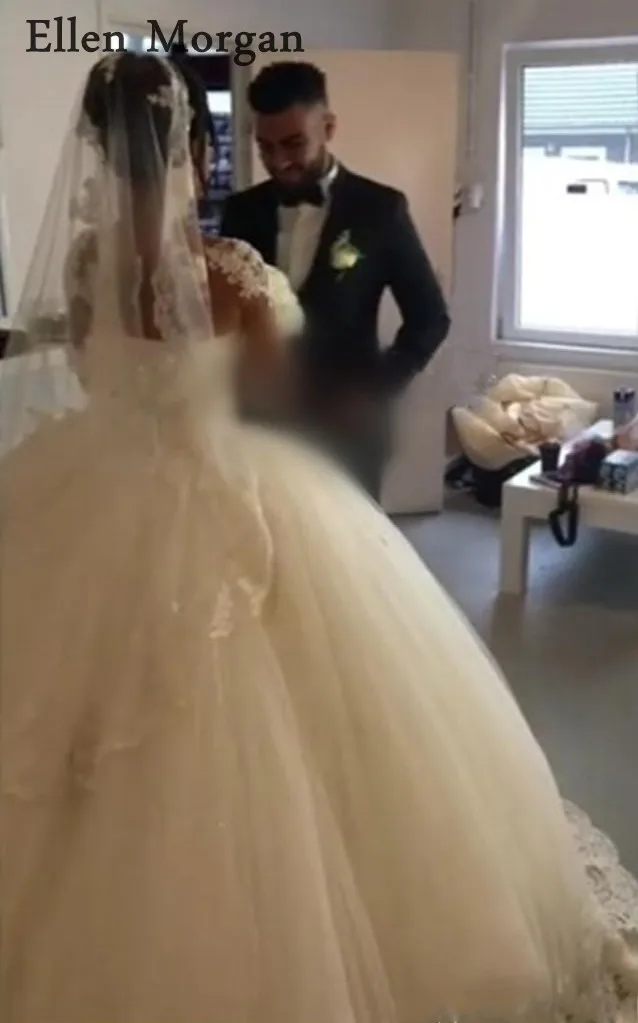 Кружевные бальные платья с длинными рукавами свадебные 2019 Vestido De Noivaf для девочек