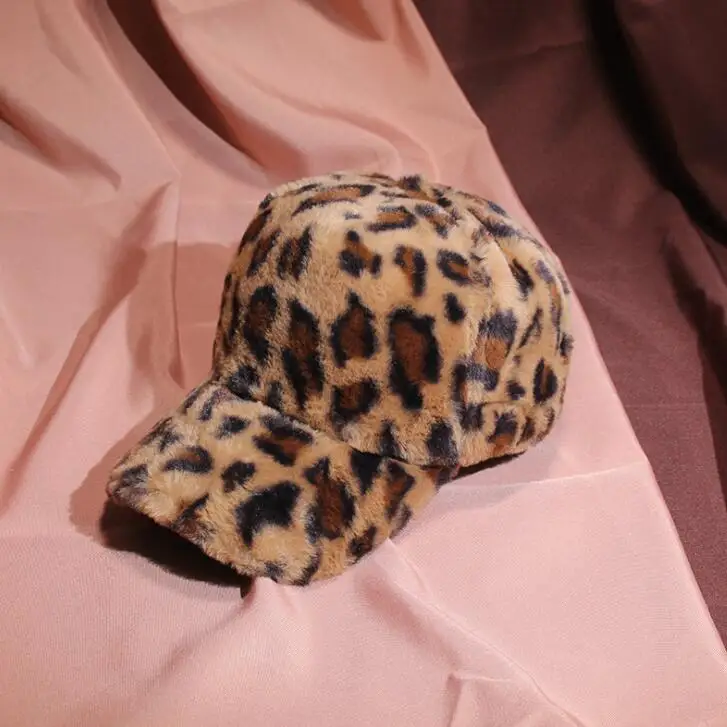 khaki Леопардовая бейсбольная Кепка Snapback Кепка женская уличная теплая Модная зимняя Gorras H35 - Цвет: khaki