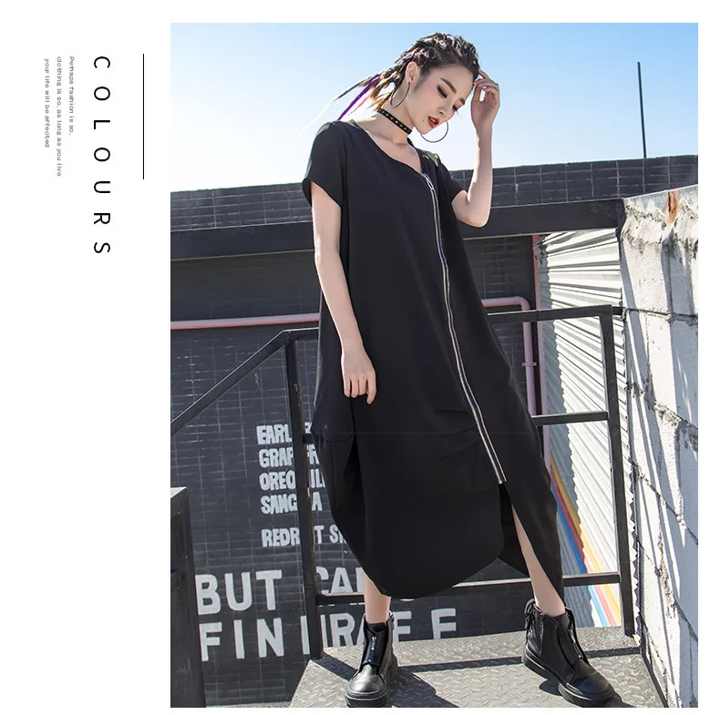 Max LuLu Summer Fashion Korean Style Ladies Sexy Black Clothes Womens Elegant Zipper Long Dresses Casual Vestidos Plus Size