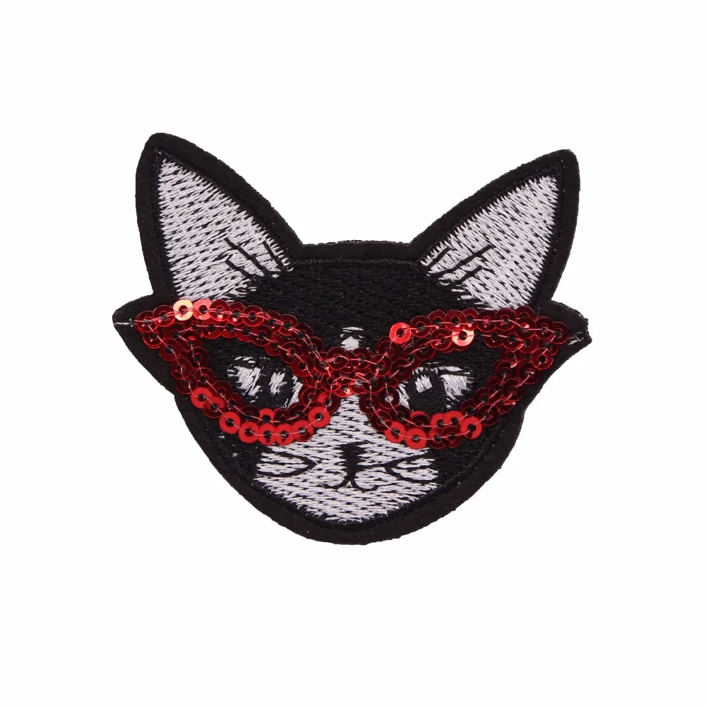 20 шт. Малый Очки Cat Вышивка Аппликация цветы Нашивки одежды DIY Вышивание аксессуар