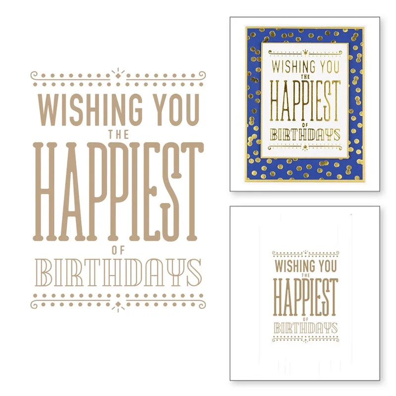 Wish You Happiest Горячая фольга металлические трафареты для пресс-формы для DIY Скрапбукинг фото альбом декоративное тисненое изделие высечки