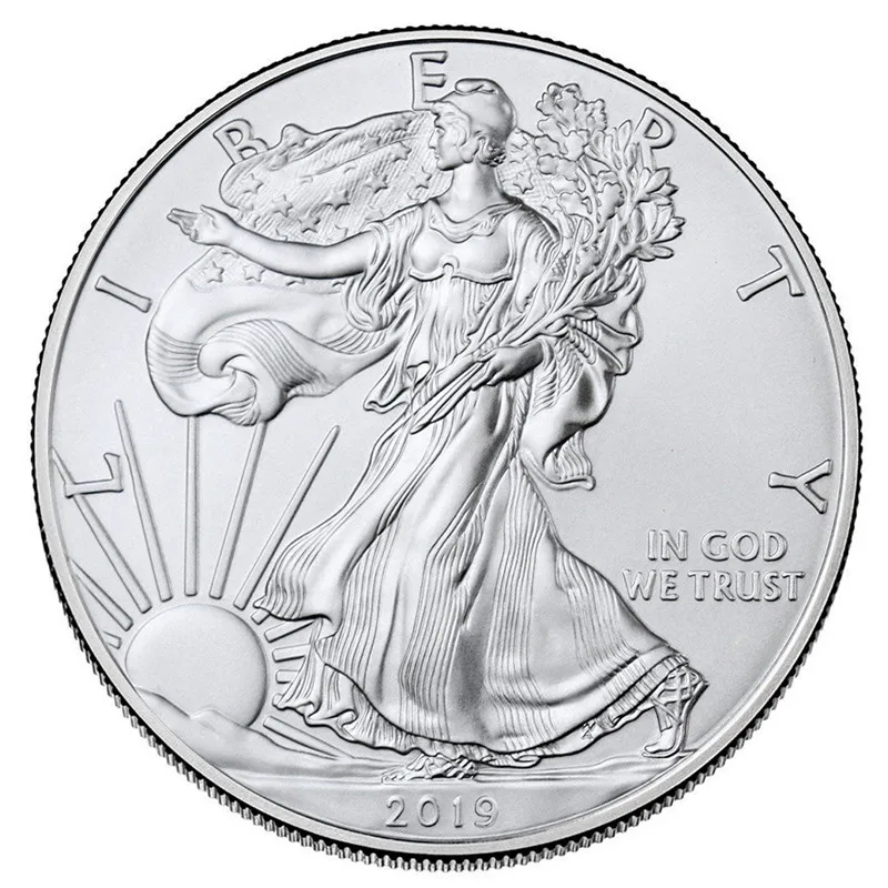 2019 Silver Горячая золотая монета американский золотой Орел 1 сувенирная монета. 999 Bullion Золотая круглая монета, американский золотой Орел 1 унций - Цвет: 2019 Silver