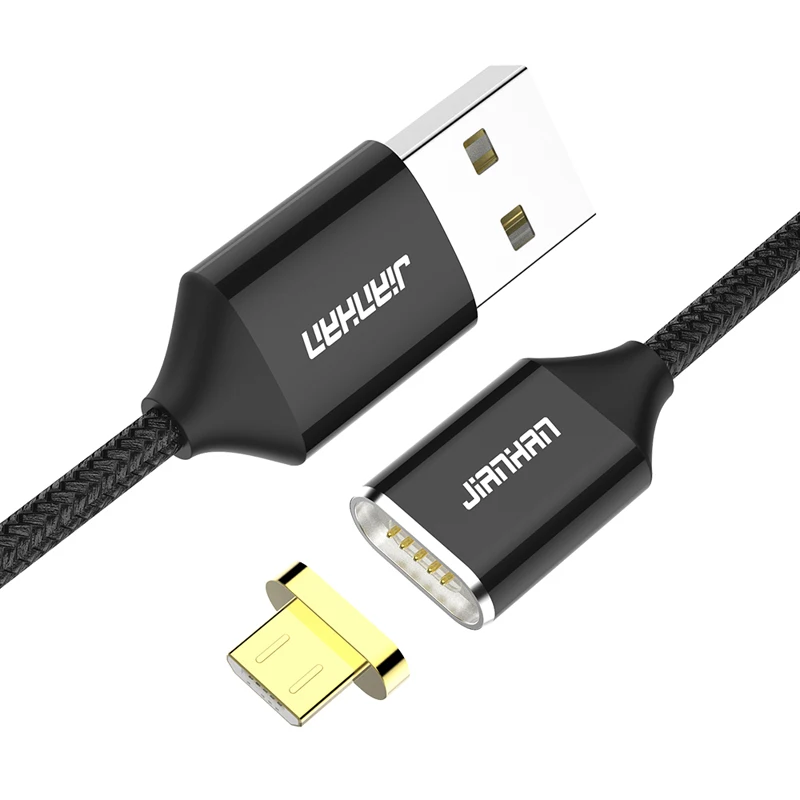 JIANHAN Магнитный Micro usb кабель зарядное устройство Быстрая Зарядка адаптер данных для Xiaomi huawei Android мобильный телефон магнит провод Microusb - Цвет: Black