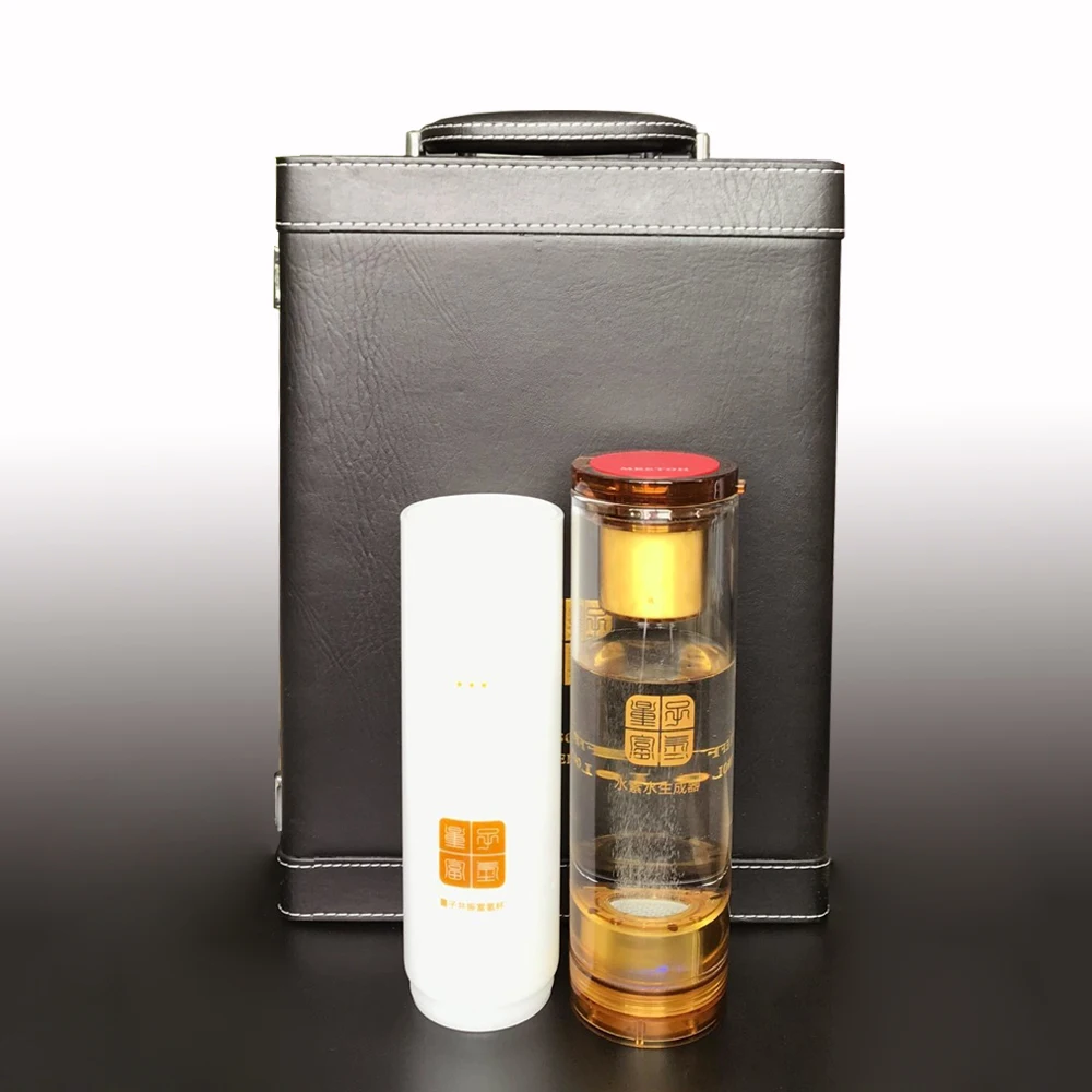 

MRETOH 7.8Hz Rich Hydrogen Water Bottle Generator Japan Titanium Electrolysis Alkaline H2 Ionizer Glass Cup 500ml Rechargeable