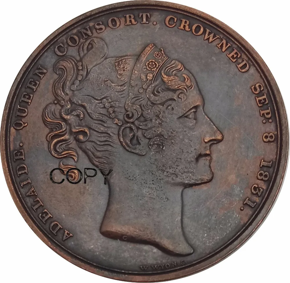 Великобритания 1831 король Вильям IV и Аделаида коронация простые края двойные