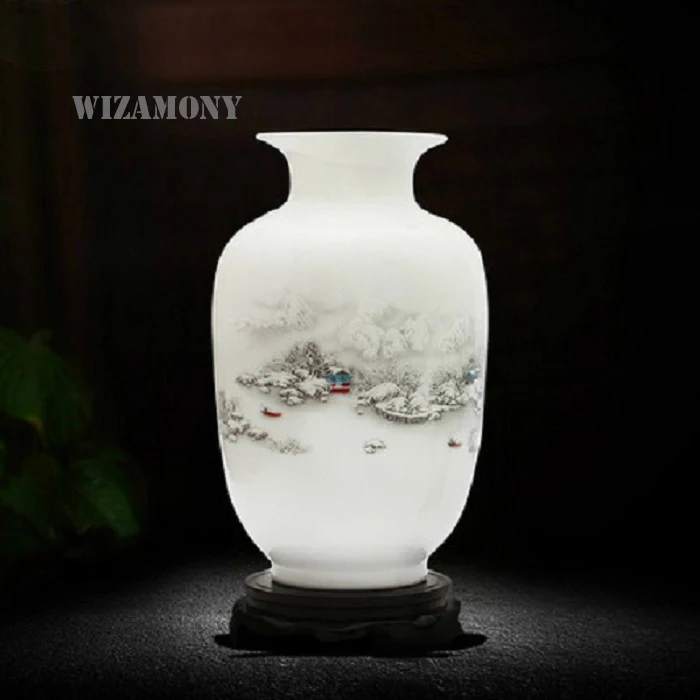 Китайская винтажная керамическая ваза Jingdezheng для украшения дома белая