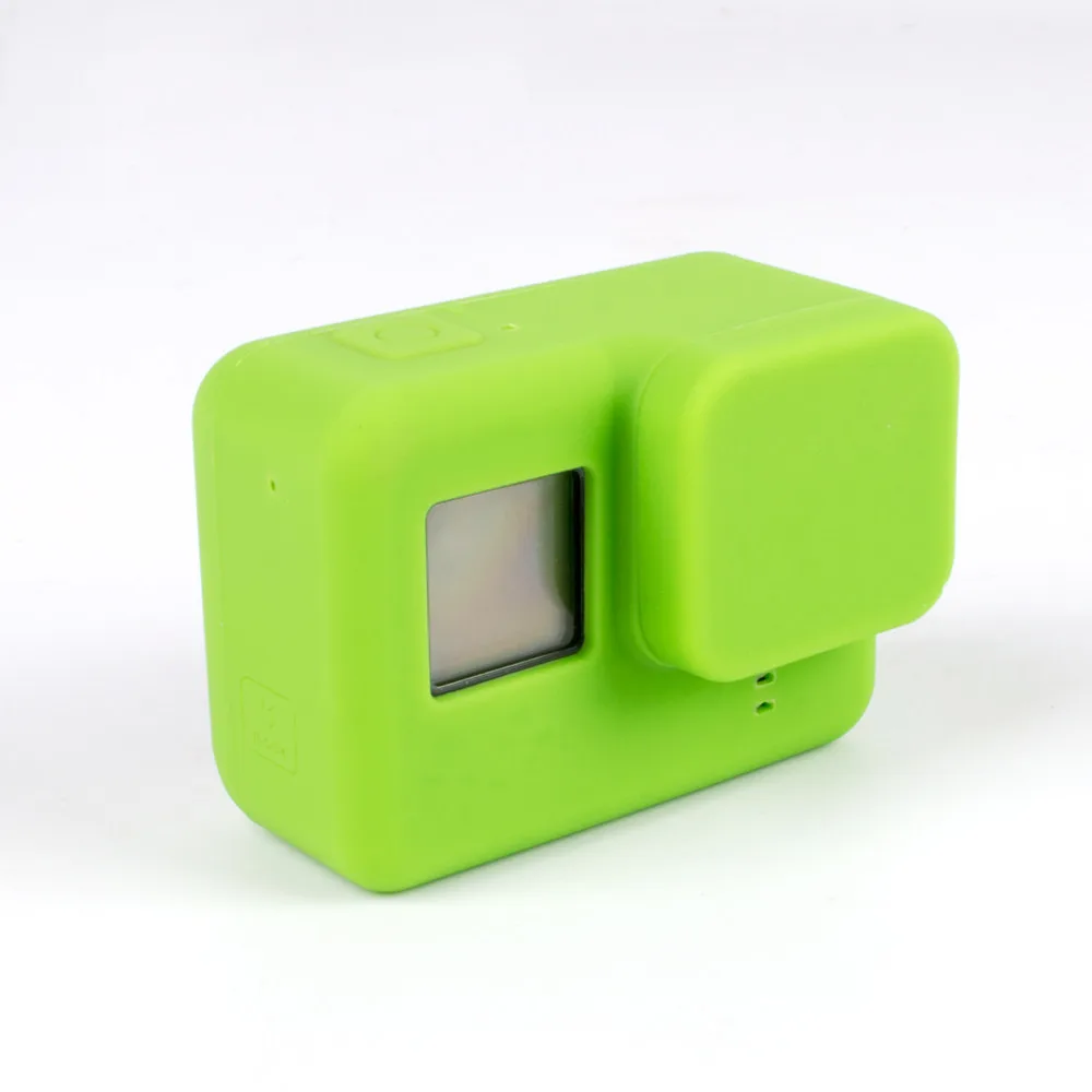 Green Для Go Pro Hero 5/6/7 мягким чёрным силиконовым ремешком, Камера Корпус чехол крышка Защитная линза Кепки мягкие резиновые Камера сумка для Gopro аксессуары - Цвет: Green