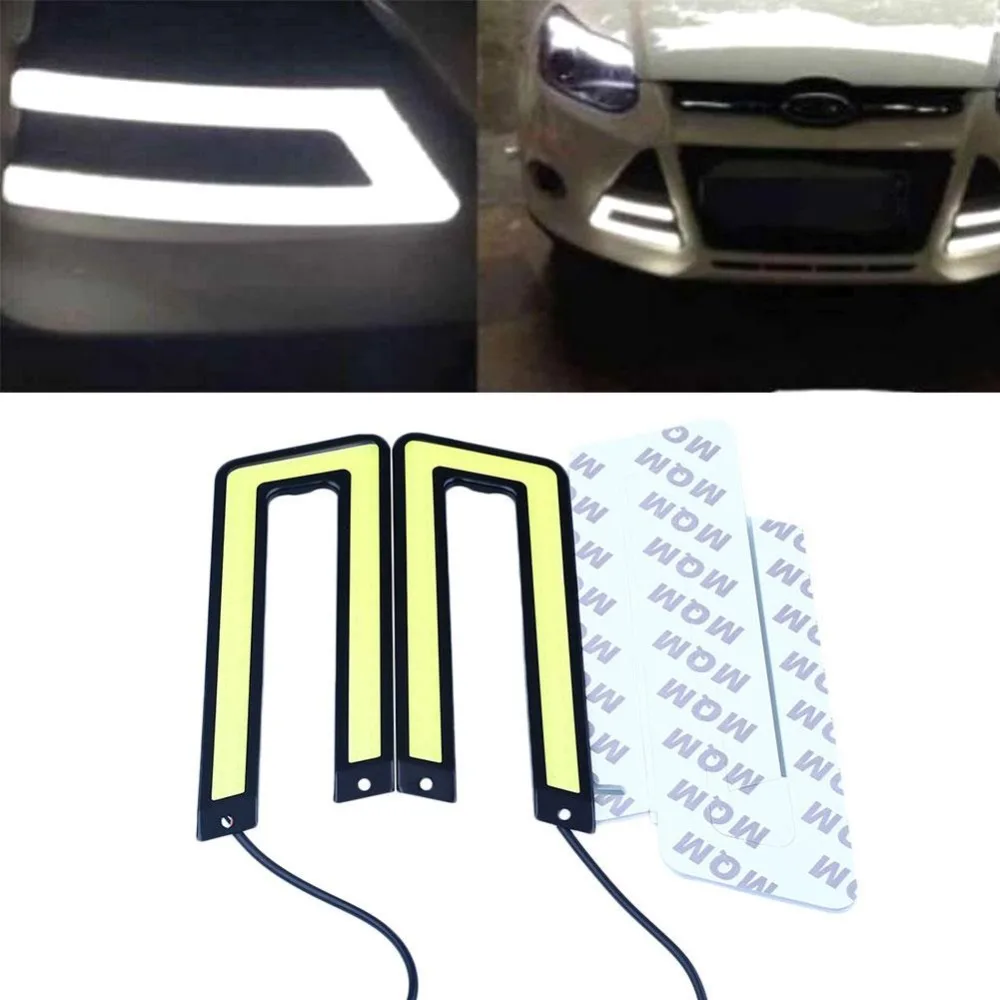 DC 12V 6000K 2 шт. автомобильные белые COB светодиоды дневные ходовые огни DRL