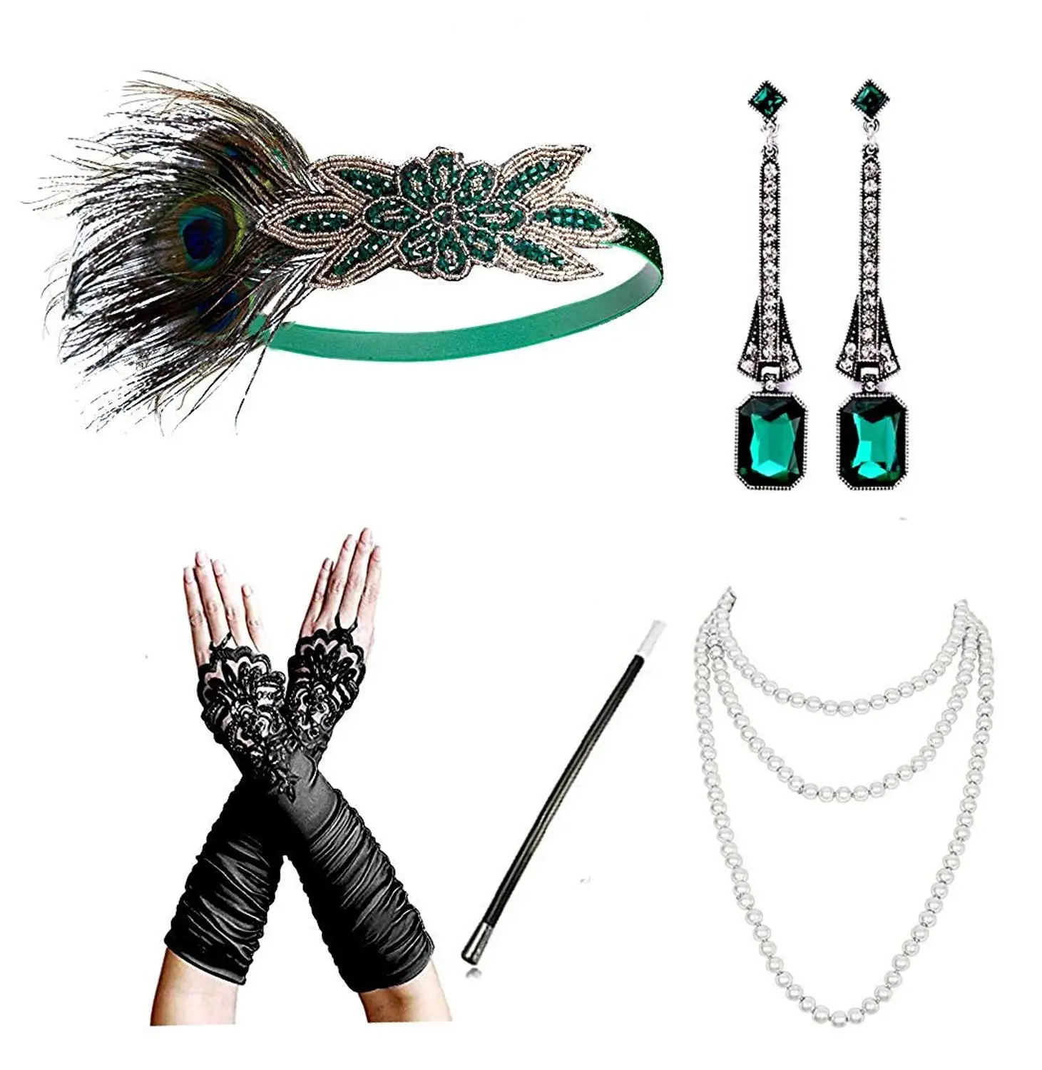 Набор аксессуаров для женщин 1920-х Гэтсби повязка на голову с хлопушкой костюма |