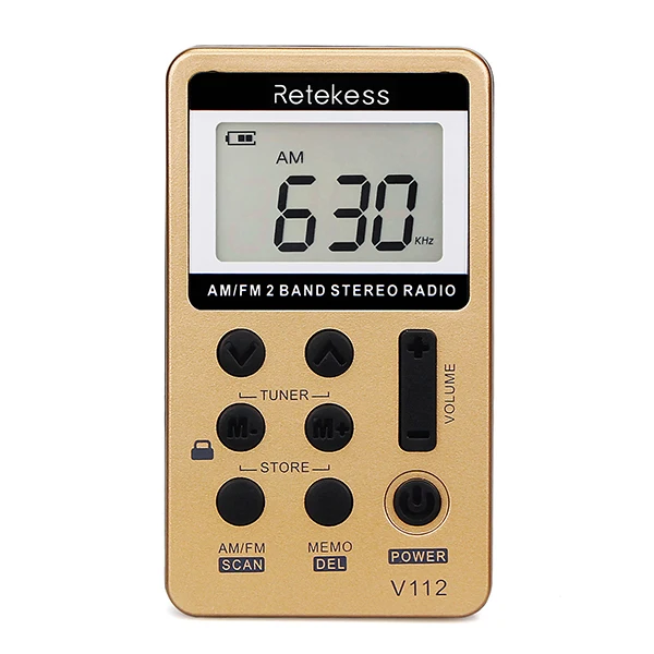 2 шт. RETEKESS V112 Мини Радио Карманный AM FM 2 полосный музыкальный радиоприемник Bulit-in Динамик Наушники для спорта на открытом воздухе F9202C