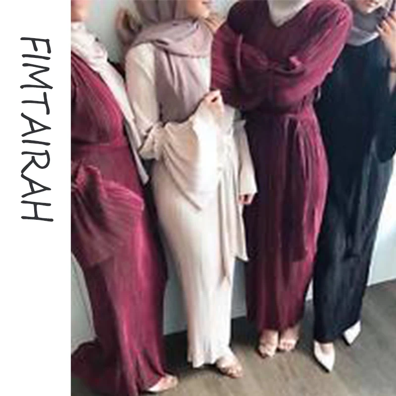 Дубайский мусульманский abaya женское Плиссированное Длинное Макси платье
