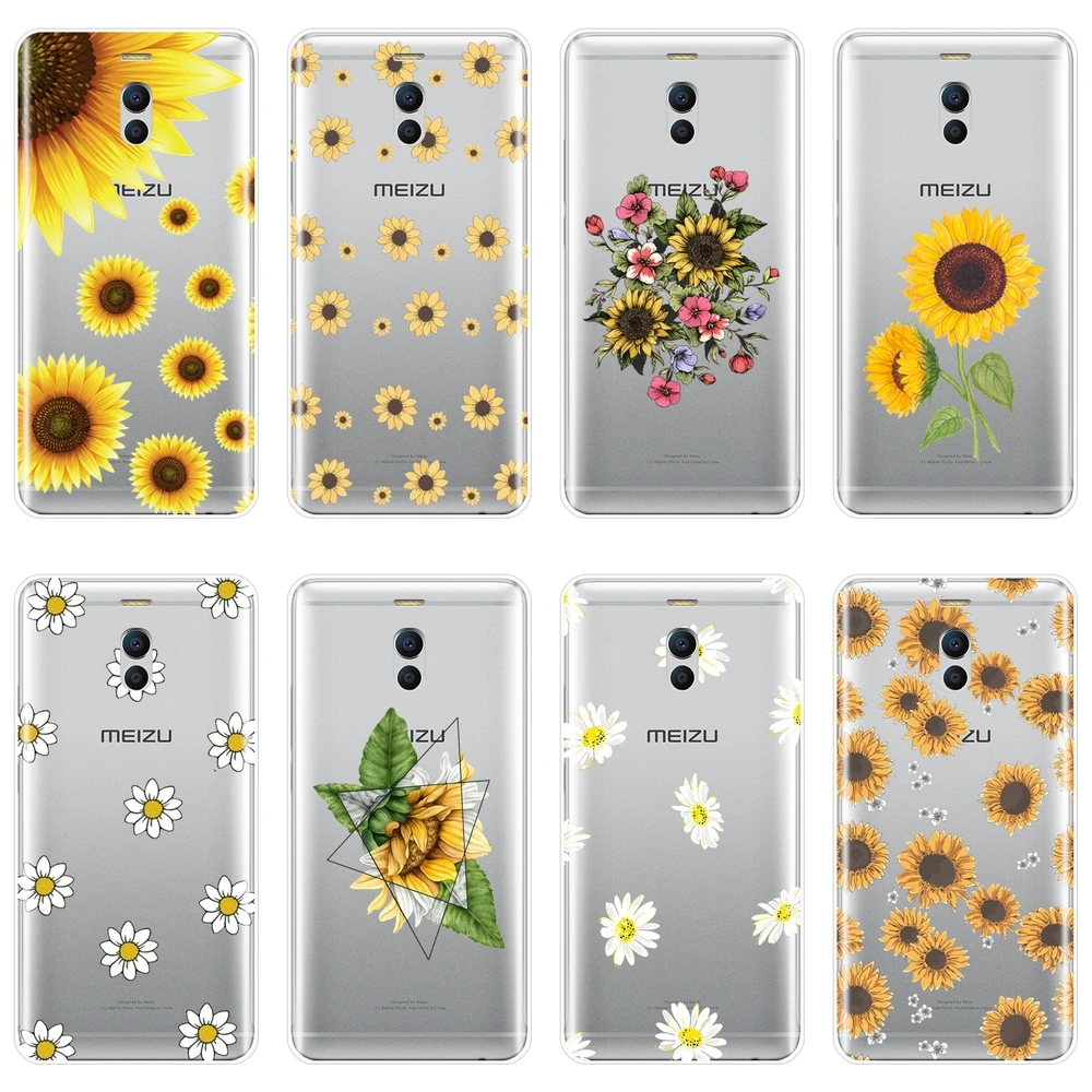 Задняя крышка для Meizu M2 M3 M5 M6 Note мягкий силиконовый желтый чехол с подсолнухом