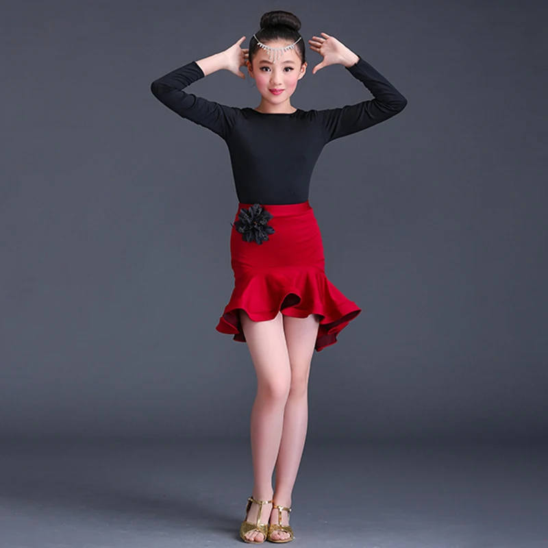 Танцевальная одежда для девочек платье латиноамериканской практики красная
