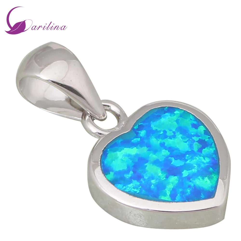 

High Quality Suppliers Silver Color Jewelry Fashion Jewelry Heart Blue Fire Opal Pendant P169