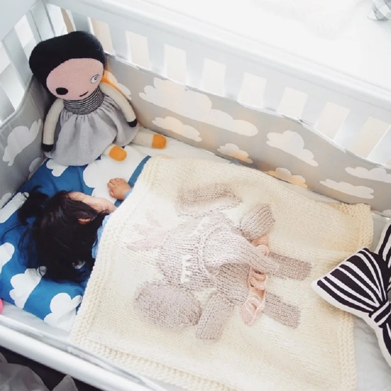 С Рисунком Слона Лев медведь Единорог вязаный Одеяло маленьких Ковры для игр