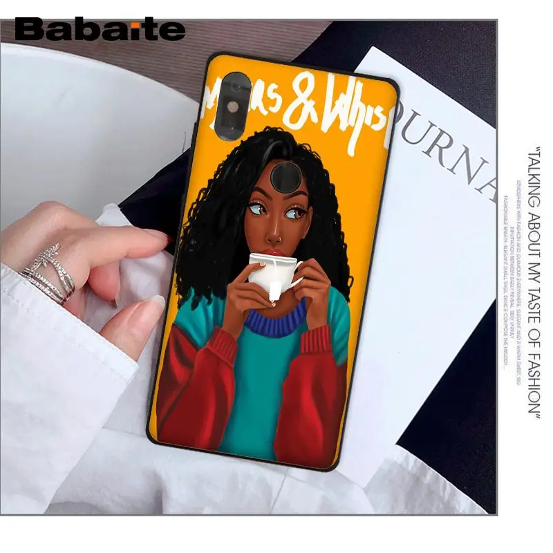 Babaite Colorful art african girl Printing Soft Silicone Black Phone Case for Xiaomi Mi 8 8 SE 6 Note 3 MIX 2 2S Note 3 Cover