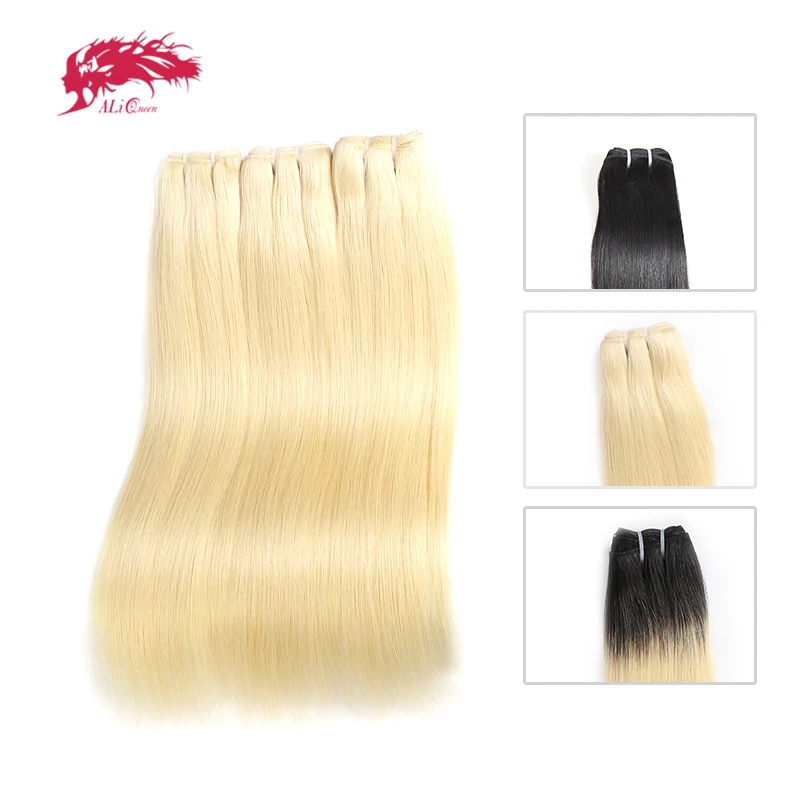 Ali queen hair Products 10A бразильские прямые пучки волос 3 шт блонд 613/натуральный черный/1b-613 человеческие волосы волнистые натуральные волосы