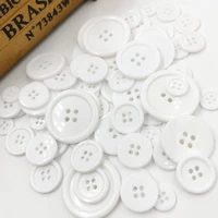 50pcs 111518202530mm white color overcoat plastic button 4 holes craft sewing pt250
