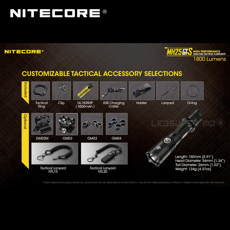 Многоцелевой Гибридный серия Nitecore MH25GTS XHP35 HD светодиодный