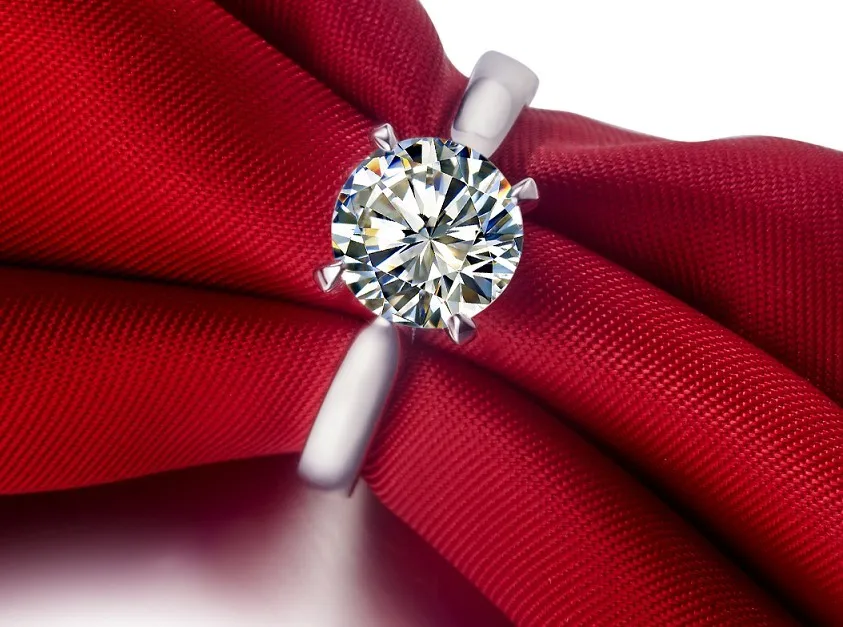 Тест положительное Твердое 18 к белое золото 1CT Moissanite кольцо с бриллиантами 750 обручальное кольцо для женщин классическое кольцо с зубцами качество бренда