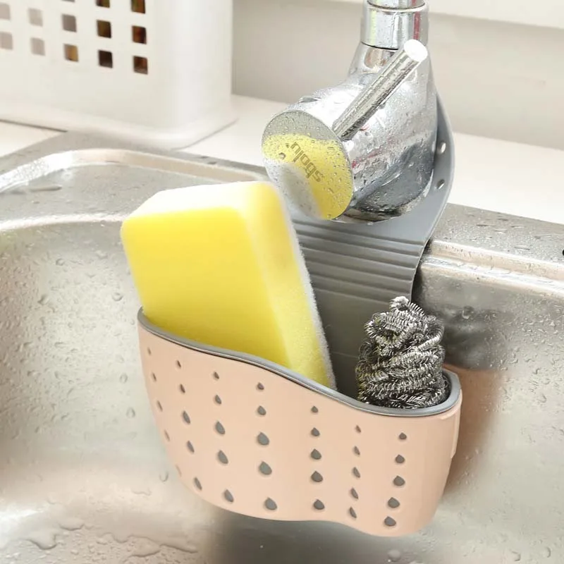 1pc Sink Sponge Draining Storage Rack Adjustable Snap Hanging Bags Holder Shelf Kitchen Accessories Basket Organizer | Дом и сад - Фото №1
