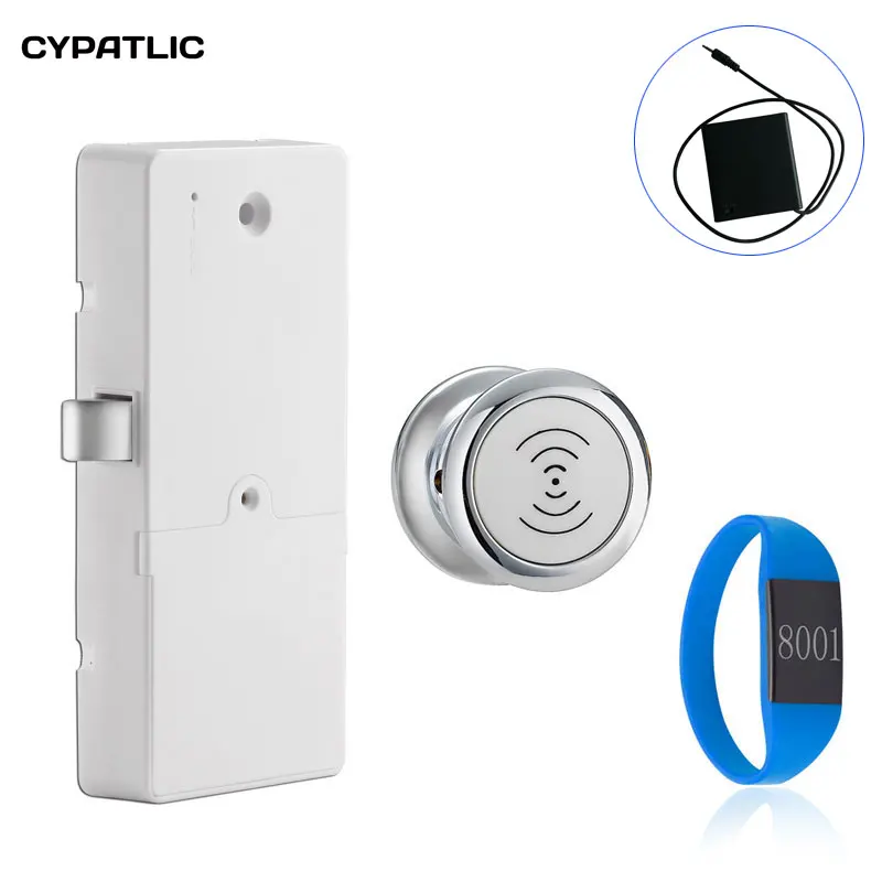 Sliver CYPATLIC электронный 125 кГц rfid-замок для шкафчиков без ключа для спортзала шкафчик-Локер замок с внешним блоком питания - Цвет: Sliver