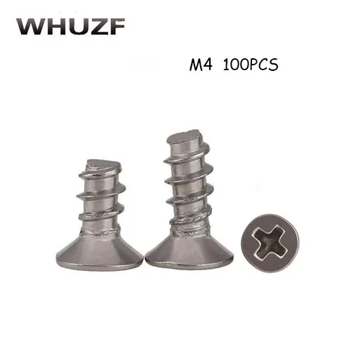 

100PCS M4 304 Stainless Steel Electronic Screw Flat Countersunk Head Flat Tail Self - Tapping Screws
