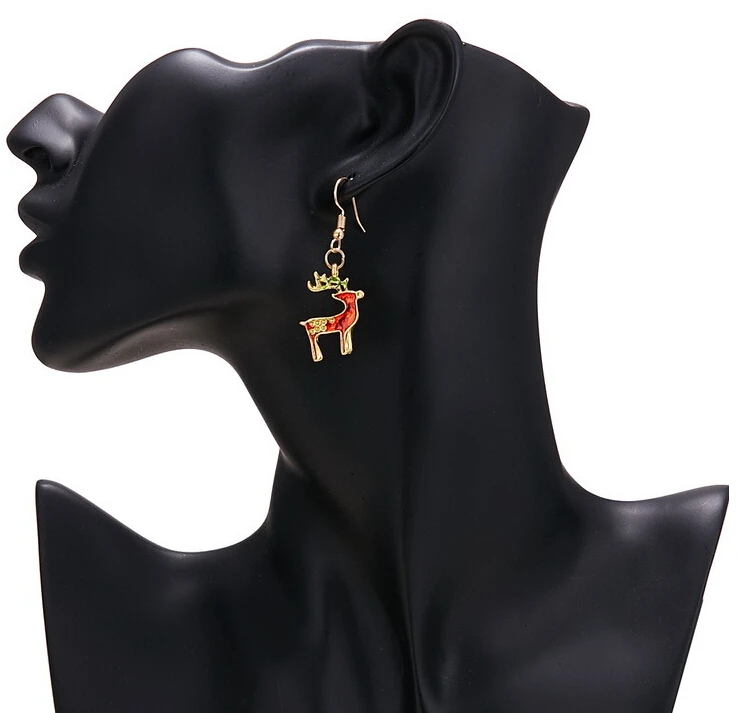 1 пара рождественские серьги Мультфильм Золотой Rein кулон с оленем Milu для
