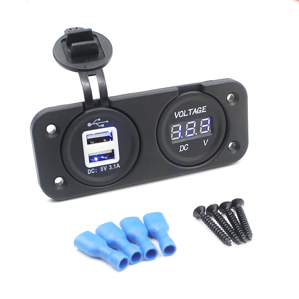 CS 247 2 в 1 Водонепроницаемый 12 24 автомобильный Мотоцикл лодка двойной USB 3.1A адаптер