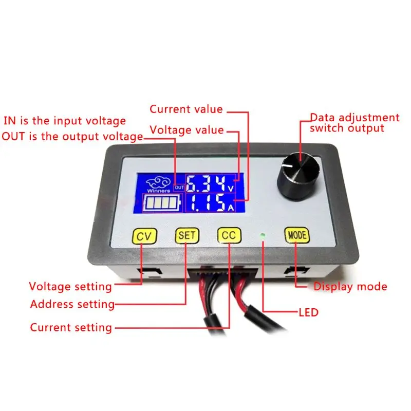 OOTDTY 1 шт. 5A DC понижающий модуль Регулируемый Напряжение Питание 6V 32V постоянного
