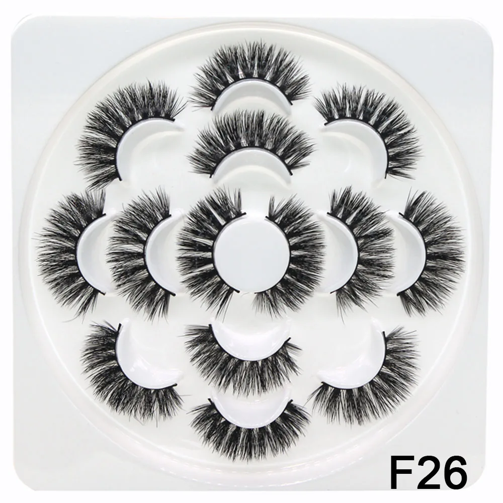 7pairs 3D Thick Mink Eyelashes Fake Lashes Long Makeup Mink Lashes Eyelash Extension False Eyelashes Mixed model - Цвет: F26