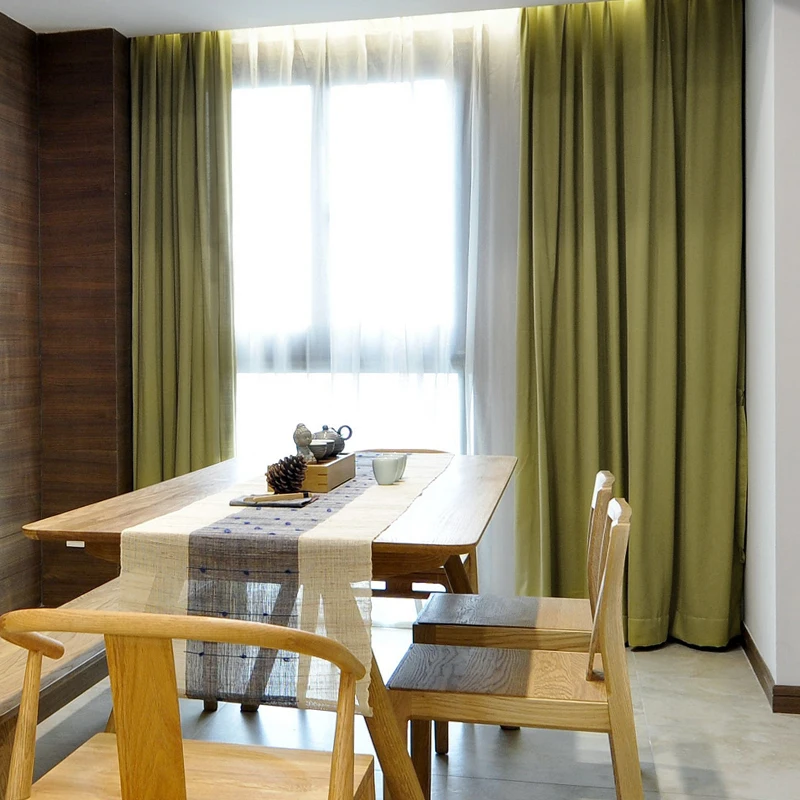 Однотонные занавески на заказ шторы из чистого хлопка и льна светонепроницаемые
