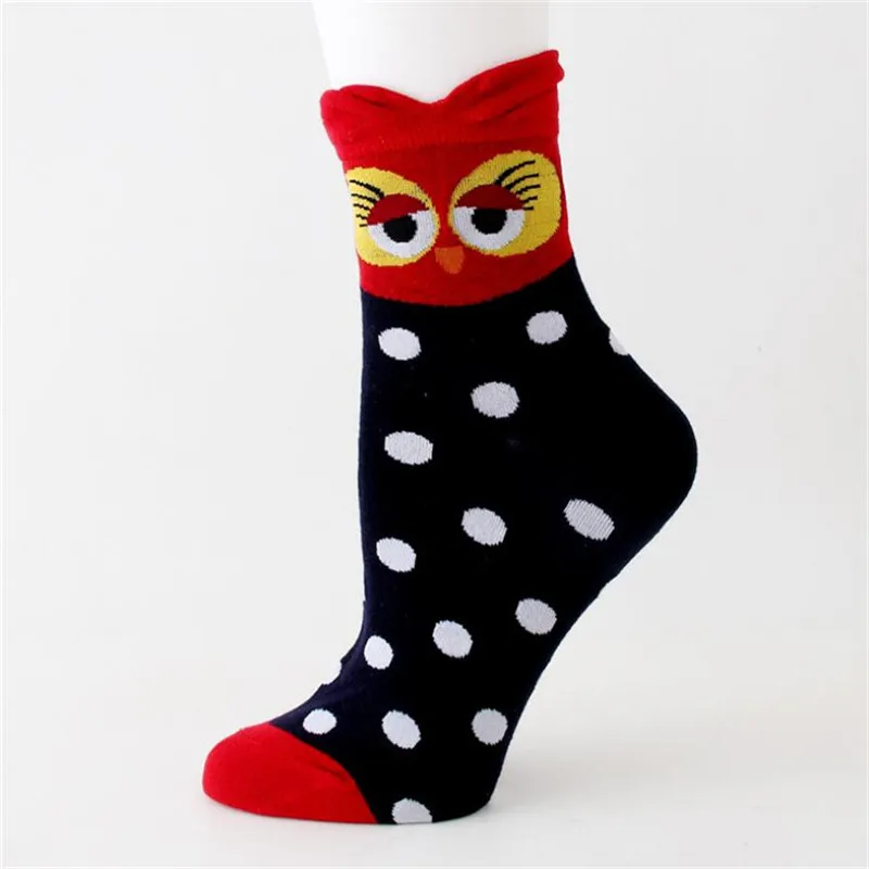 MYORED women cotton 3D owl socks cute cartoon party holidiay sock girls ladies halloween Meias gift sock 5pairs/Lot